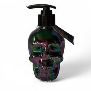 NWT Unique Multicolored Iridescent Rainbow Skull Soap Dispenser Apple Cider Soap